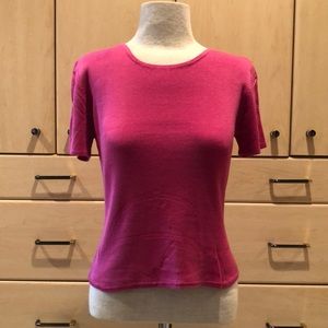<3 HP Fuchsia (Hot pink) Short Sleeve Silk Knit Top